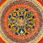 Manjushree Mandala Thangka with mantra circle and lotus design from Nepal