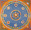 Om Star Mantra Mandala Thangka with six-pointed star and Tibetan script from Nepal