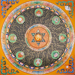 Om Star Mantra Mandala Thangka with Aum symbol and auspicious symbols from Nepal
