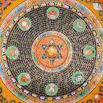 Om Star Mantra Mandala Thangka with Aum symbol and auspicious symbols from Nepal