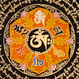 Om Lotus Mantra Mandala Thangka with concentric Tibetan mantra script from Nepal