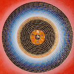 Om Lotus Mantra Mandala Thangka with concentric Tibetan mantra script and lotus motif from Nepal