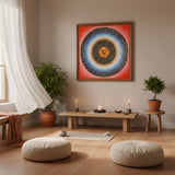 Om Lotus Mantra Mandala Thangka with concentric Tibetan mantra script and lotus motif from Nepal