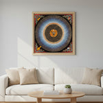 Om Lotus Mantra Mandala Thangka with Aum symbol and radiating Tibetan script from Nepal