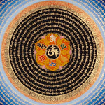 Om Lotus Mantra Mandala Thangka with Aum symbol and radiating Tibetan script from Nepal