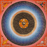 Om Lotus Mantra Mandala Thangka with Aum symbol and radiating Tibetan mantra script from Nepal