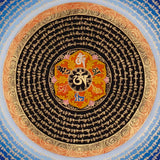 Om Lotus Mantra Mandala Thangka with Aum symbol and radiating Tibetan mantra script from Nepal