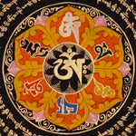 Om Lotus Mantra Mandala Thangka with Aum symbol and radiating Tibetan mantra script from Nepal