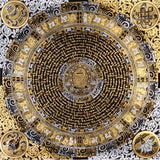 black gold tibetan mantra mandala artwork