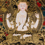 Chenrezig Thangka from Nepal with Avalokiteshvara symbolism, traditional craftsmanship, and sacred Buddhist art detail.