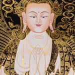Chenrezig Thangka from Nepal with Avalokiteshvara symbolism, traditional craftsmanship, and sacred Buddhist art detail.