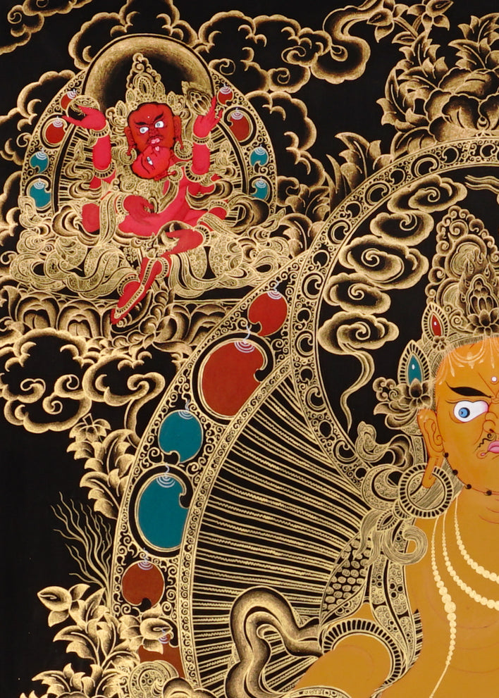 Zambala Thangka Painting – Tibetan Buddhist Prosperity Deity Art