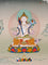 Akashgarbha Thangka painting with lotus throne, sacred attribute, floral symbolism, and Tibetan Buddhist wisdom imagery.