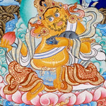 Five Zambala Tibetan Buddhist artwork with detailed colourful deities in a horizontal composition