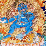 Five Zambala Tibetan Buddhist artwork with detailed colourful deities in a horizontal composition