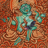 Five Zambala Tibetan Buddhist artwork with red background and detailed wealth deities