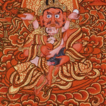 Five Zambala Tibetan Buddhist artwork with red background and detailed wealth deities
