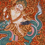 Five Zambala Tibetan Buddhist artwork with red background and detailed wealth deities