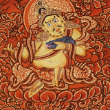 Five Zambala Tibetan Buddhist artwork with red background and detailed wealth deities