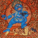 Five Zambala Tibetan Buddhist artwork with red background and detailed wealth deities