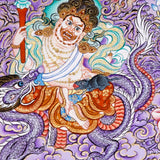 Five Zambala Tibetan artwork with purple background and detailed wealth deities