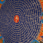 Tibetan mantra mandala with eight auspicious symbols and sacred script