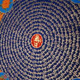 Tibetan mantra mandala with eight auspicious symbols and sacred script