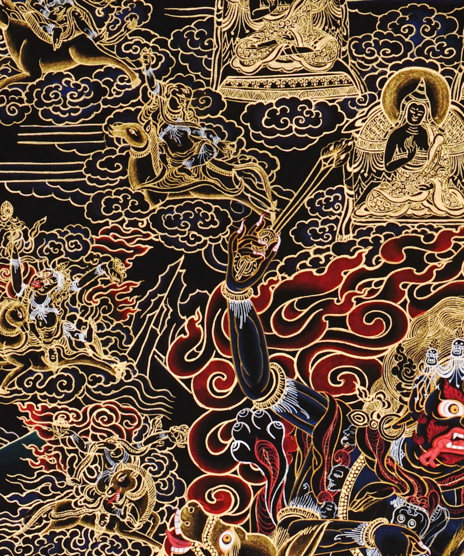 Vajrayana Buddhist Palden Lhamo thangka with sacred wrathful symbolism