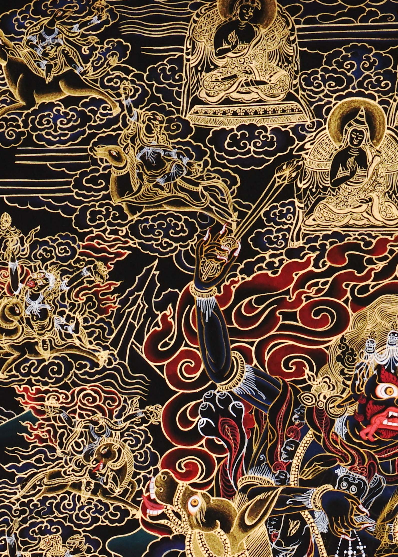Vajrayana Buddhist Palden Lhamo thangka with sacred wrathful symbolism
