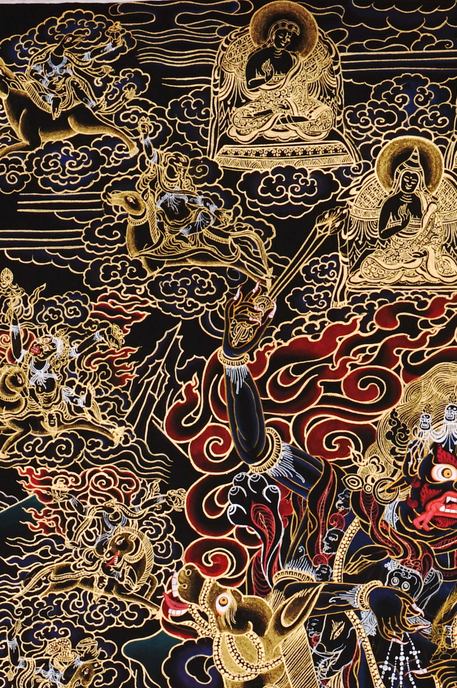 Vajrayana Buddhist Palden Lhamo thangka with sacred wrathful symbolism