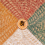 Om mantra mandala artwork with multicolour Tibetan mantra script