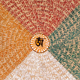 Om mantra mandala artwork with multicolour Tibetan mantra script
