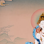 white tara meditation thangka on lotus throne