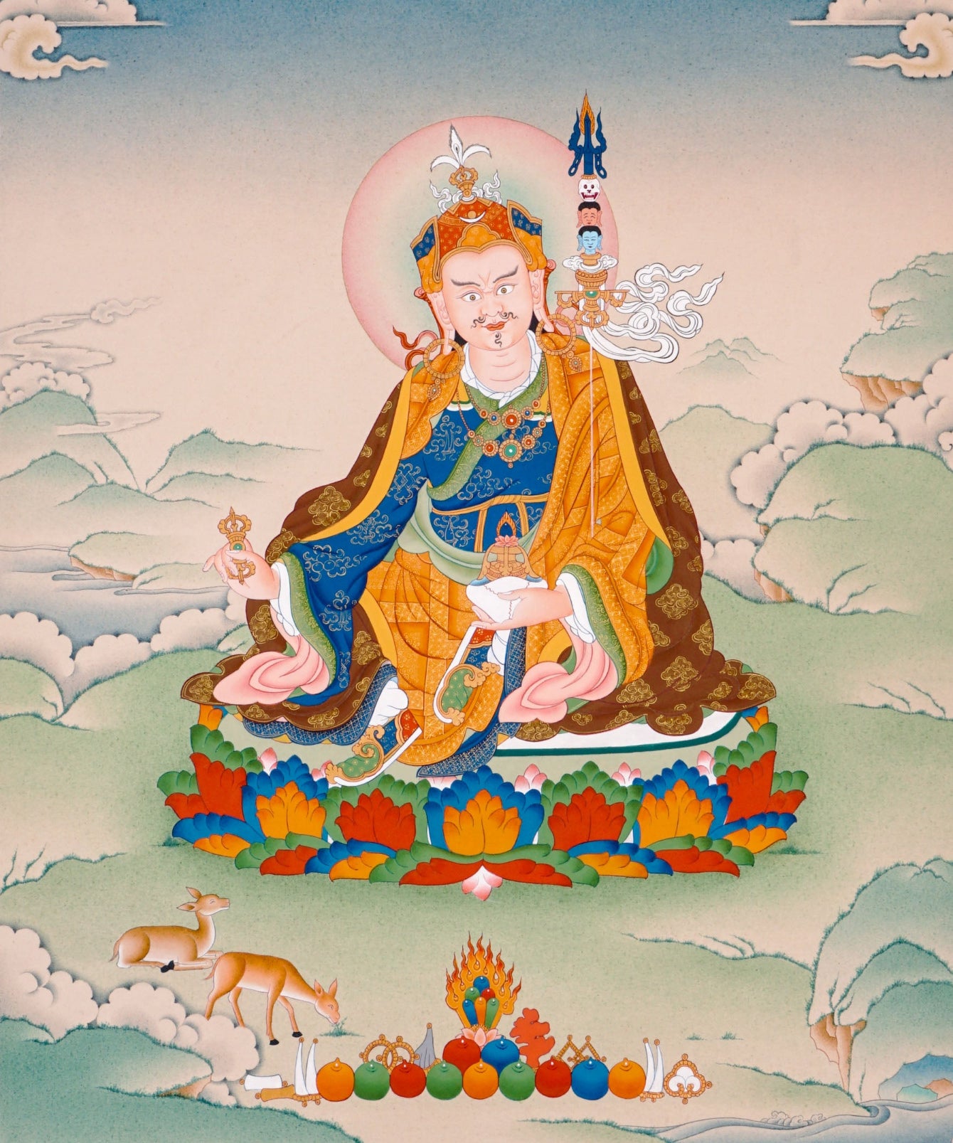 sacred himalayan guru rinpoche thangka painting