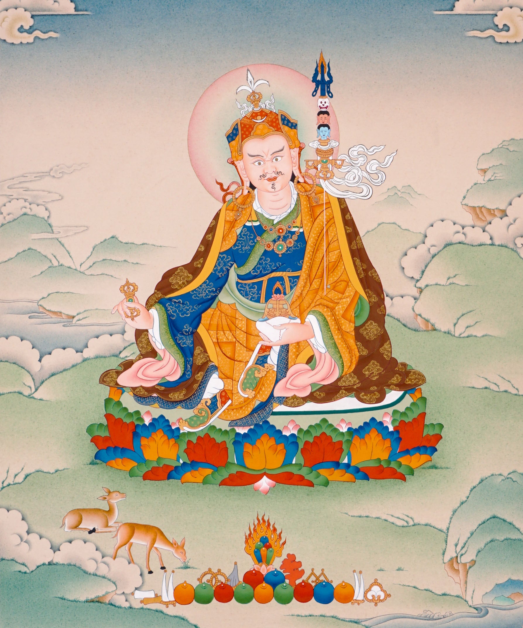 sacred himalayan guru rinpoche thangka painting
