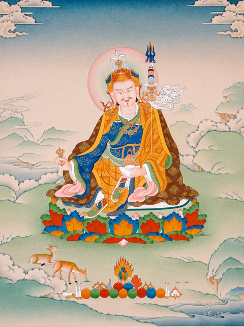 Guru Rinpoche enlightened master Thangka painting