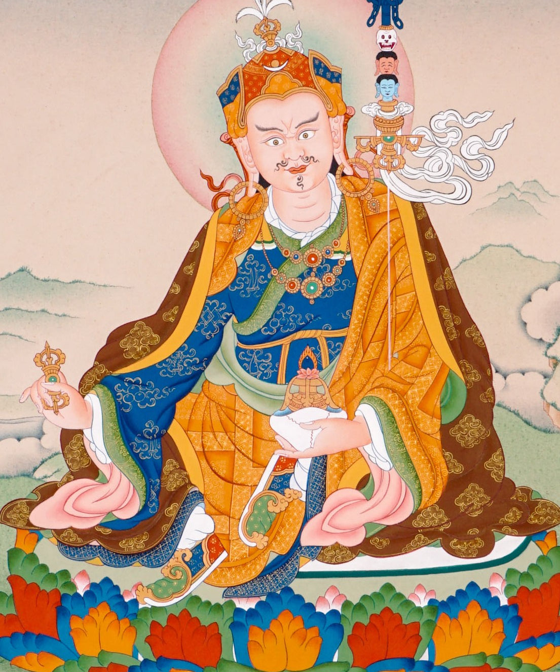 sacred himalayan guru rinpoche thangka painting
