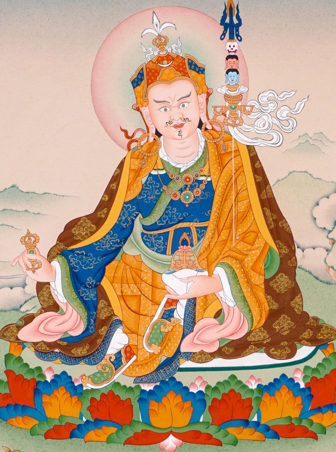 sacred himalayan guru rinpoche thangka painting