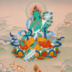 himalayan green tara thangka painting