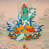 himalayan green tara thangka painting