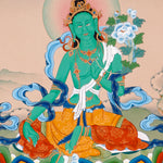 himalayan green tara thangka painting