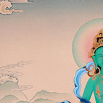 himalayan green tara thangka painting