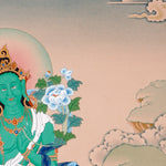 himalayan green tara thangka painting
