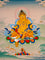 yellow zambhala with mongoose and lotus throne thangka