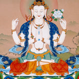 four armed avalokiteshvara thangka painting