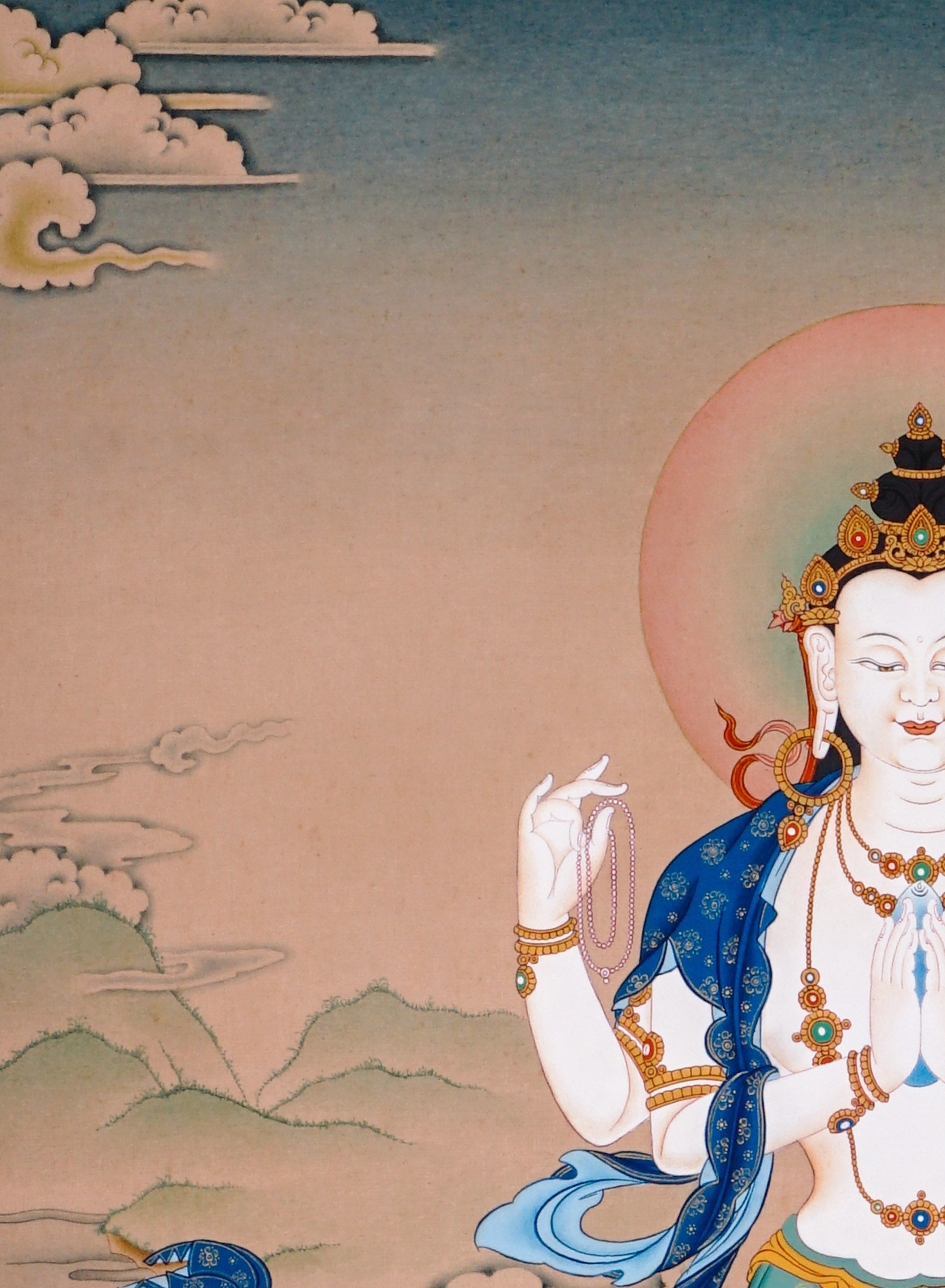 four armed avalokiteshvara thangka painting