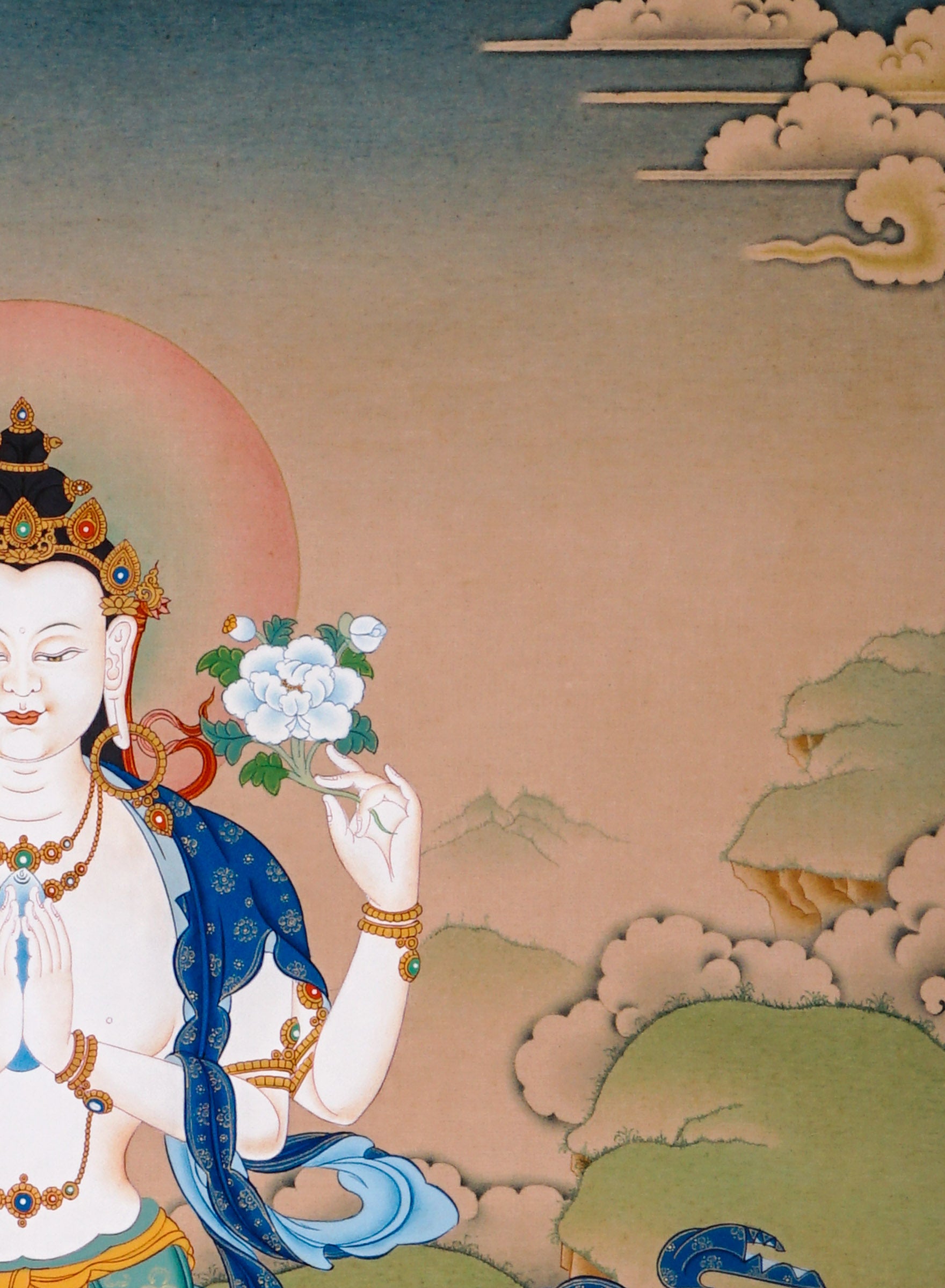 four armed avalokiteshvara thangka painting
