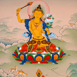 sacred himalayan manjushri painting with wisdom sword