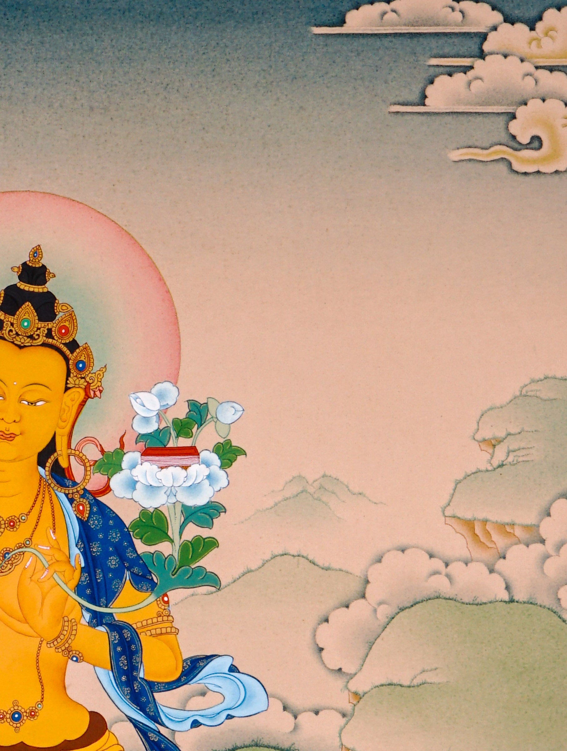 sacred himalayan manjushri painting with wisdom sword