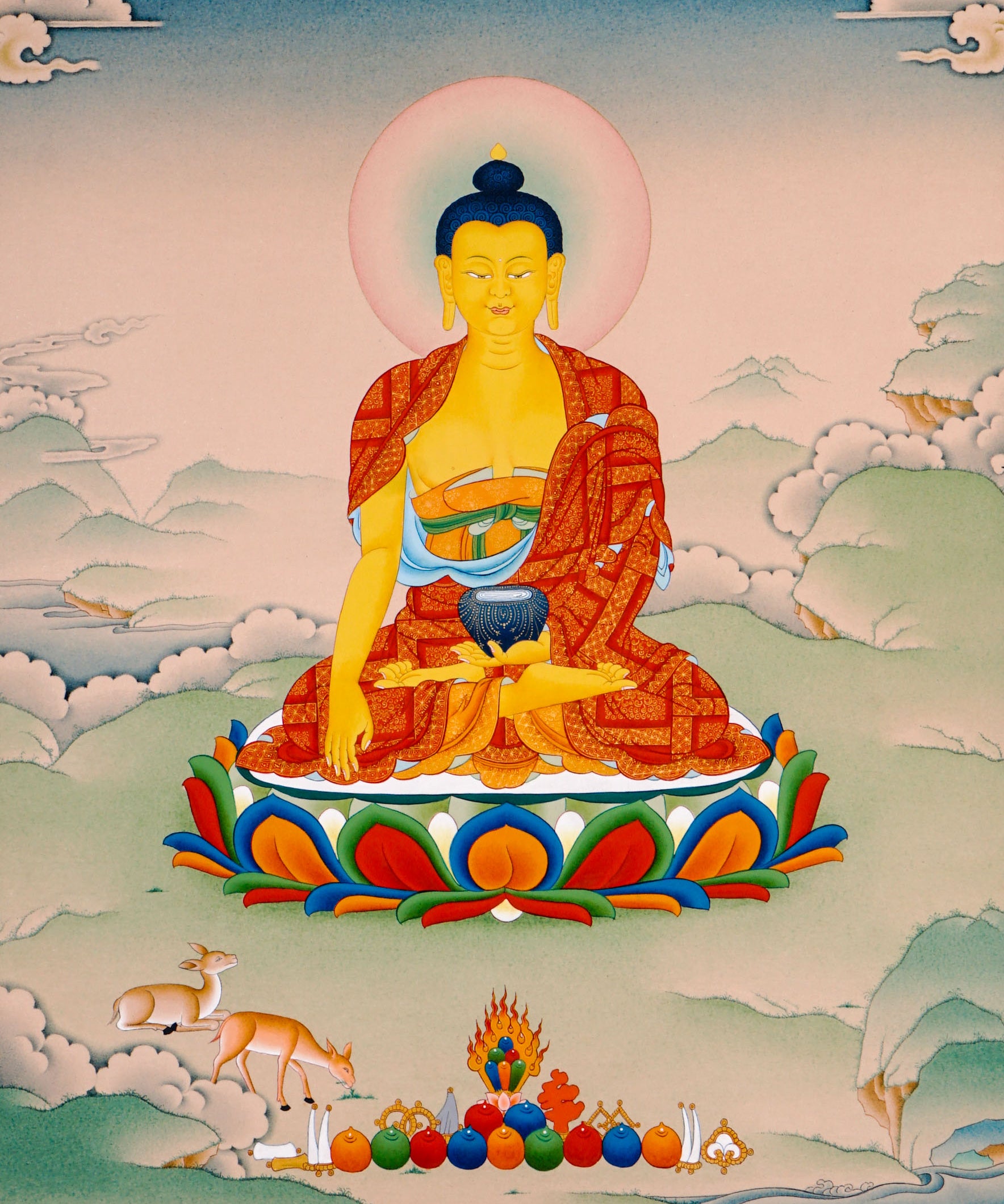 sacred himalayan shakyamuni buddha painting